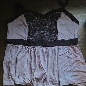 Torrid Black and Gray Lace Tank Top